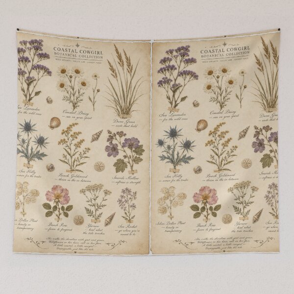 Item preview, Coastal Cowgirl Pressed Flower Herbarium – Vintage Botanical Art Print | Coastal Wildflower Gift designed and sold by irfanshikh.