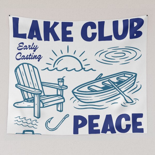 Item preview, Sunrise Lake Club Fishing Sticker, Peaceful Lake Decal designed and sold by TeeVerse27.
