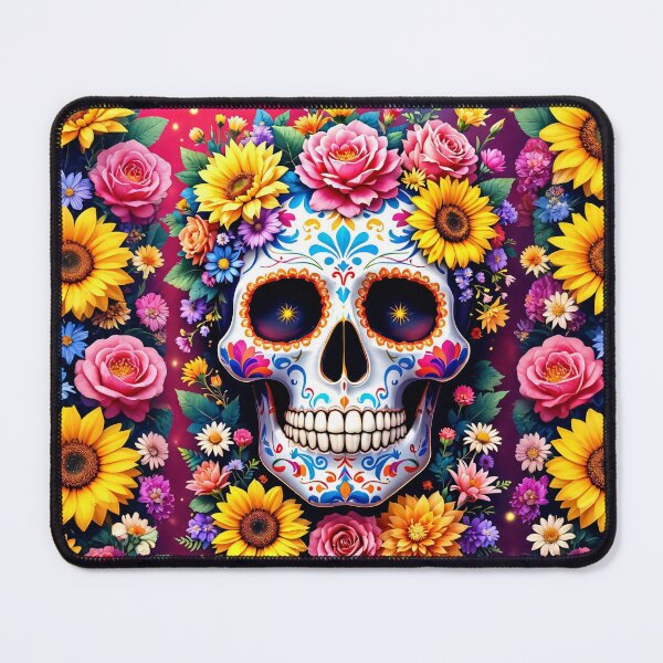 Item preview, Blooming Sugar Skull with colorful flower wreath designed and sold by WonderPiks.