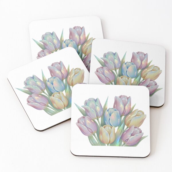 Item preview, Tulips Holographic Iridescent Floral Bouquet Art designed and sold by GymTanLaundry.