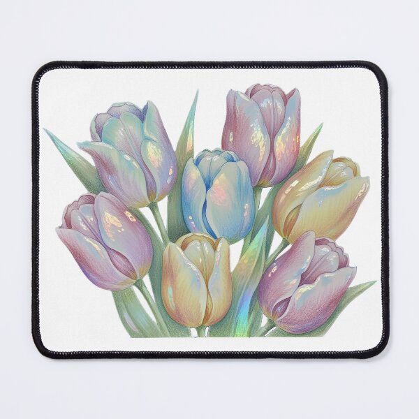 Item preview, Tulips Holographic Iridescent Floral Bouquet Art designed and sold by GymTanLaundry.