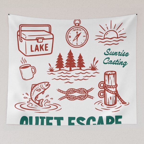 Item preview, Dock Coffee Fishing Sticker, Quiet Lake Escape Decal designed and sold by TeeVerse27.