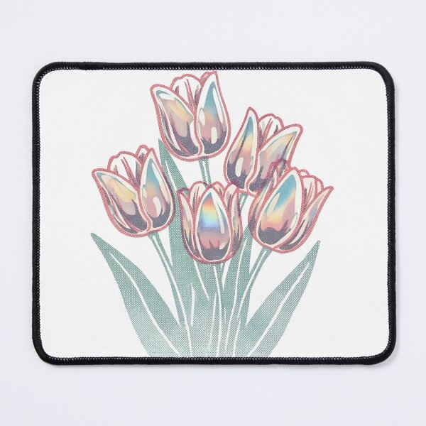 Item preview, Tulips Risograph Holographic Iridescent Floral Art designed and sold by GymTanLaundry.