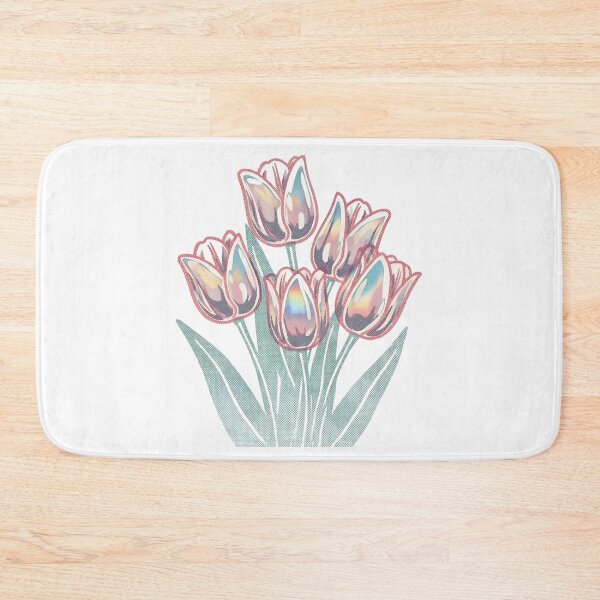 Item preview, Tulips Risograph Holographic Iridescent Floral Art designed and sold by GymTanLaundry.