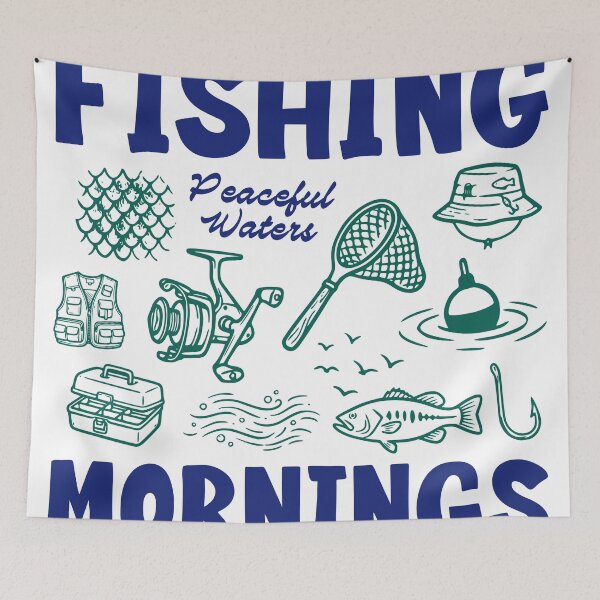 Item preview, Weekend Fishing Mornings Sticker, Peaceful Lake Fishing Decal designed and sold by TeeVerse27.
