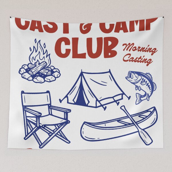 Item preview, Cast And Camp Club Fishing Sticker, Camping Fishing Decal designed and sold by TeeVerse27.