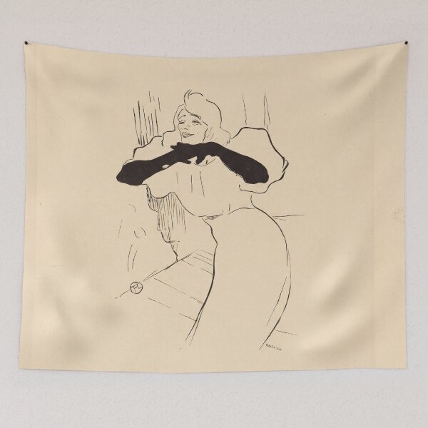 Item preview, Yvette Guilbert Linger Longer Loo by Henri de Toulouse-Lautrec | Art Nouveau Cabaret Poster Print designed and sold by artofuniverse.