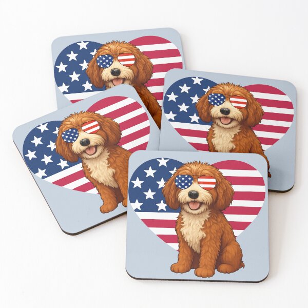 Item preview, Patriotic Pup - Dog with flag sunglasses & heart designed and sold by Doodles Down South.