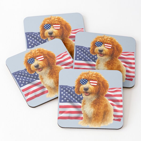 Item preview, Patriotic Pup - Leo Doodle with flag and sunglasses  designed and sold by Doodles Down South.