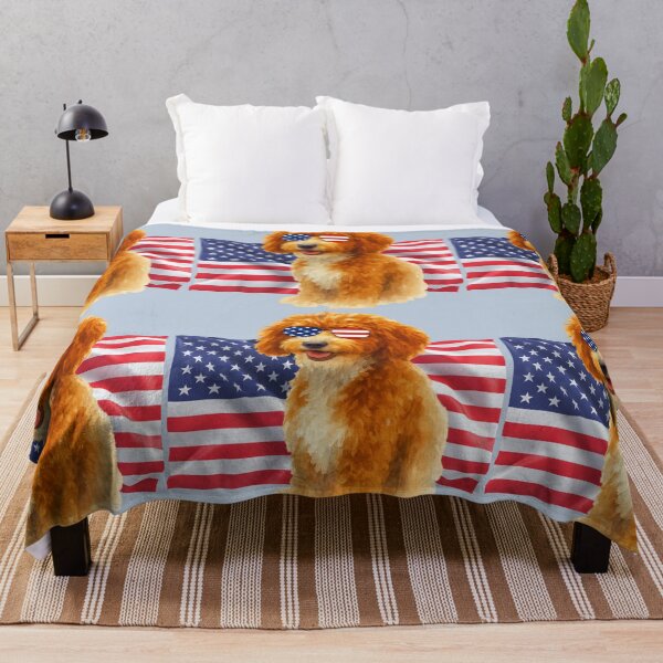 Item preview, Patriotic Pup - Leo Doodle with flag and sunglasses  designed and sold by Doodles Down South.