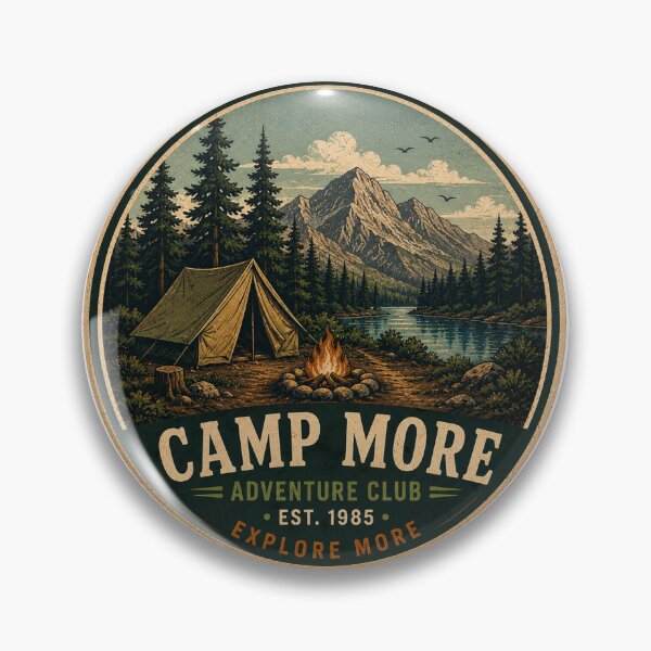 Item preview, CAMP MORE Retro Badge – Vintage Adventure Graphic designed and sold by Mac Sketches.