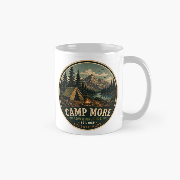 Item preview, CAMP MORE Retro Badge – Vintage Adventure Graphic designed and sold by Mac Sketches.
