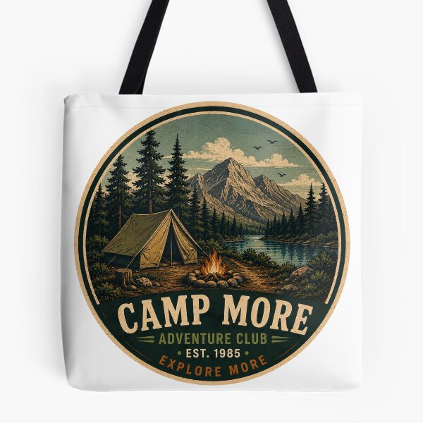 Item preview, CAMP MORE Retro Badge – Vintage Adventure Graphic designed and sold by Mac Sketches.