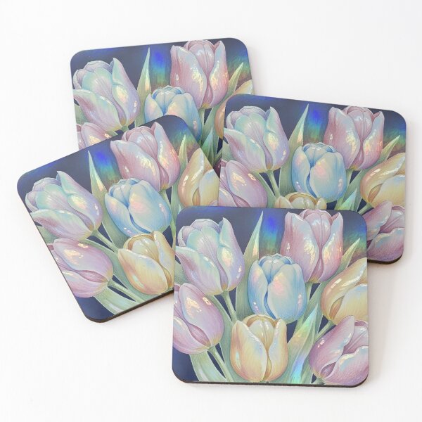 Item preview, Tulips Holographic Iridescent Floral Bouquet Art designed and sold by GymTanLaundry.