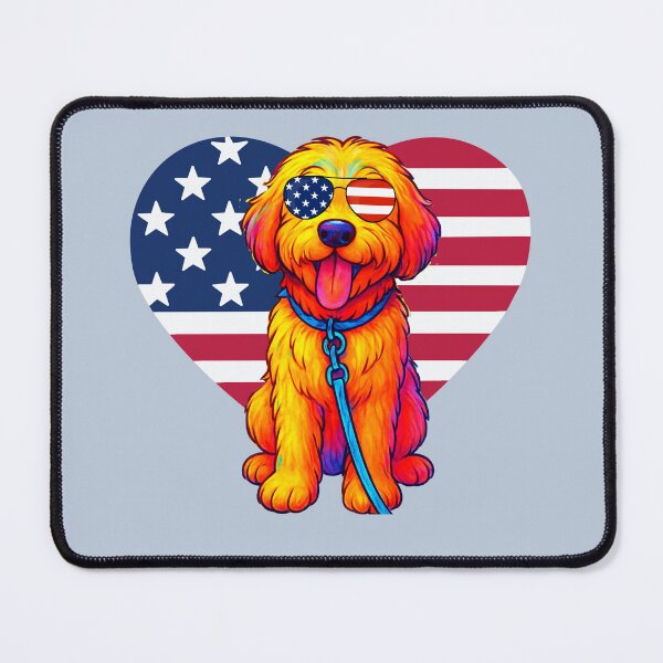 Item preview, Patriotic Pup - Dooley Dood with flag sunglasses & heart designed and sold by Doodles Down South.