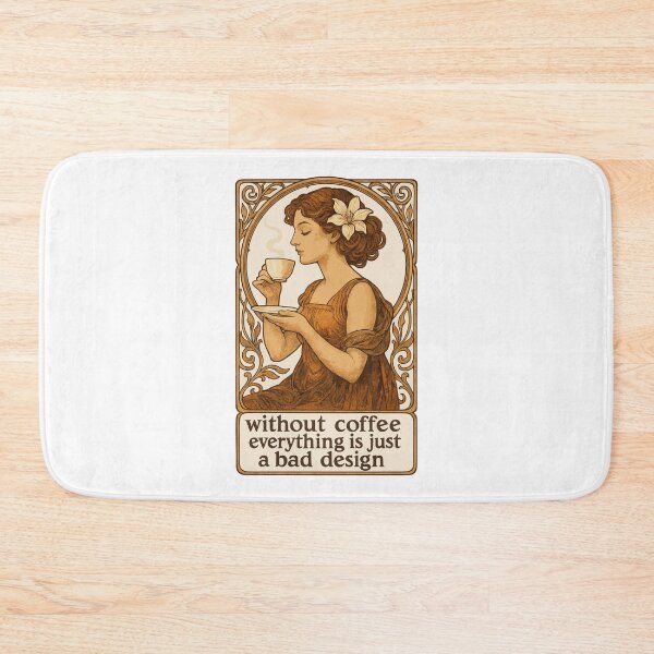 Item preview, Art Nouveau Pin-Up: No coffee, no design designed and sold by Pineapple-Tree.