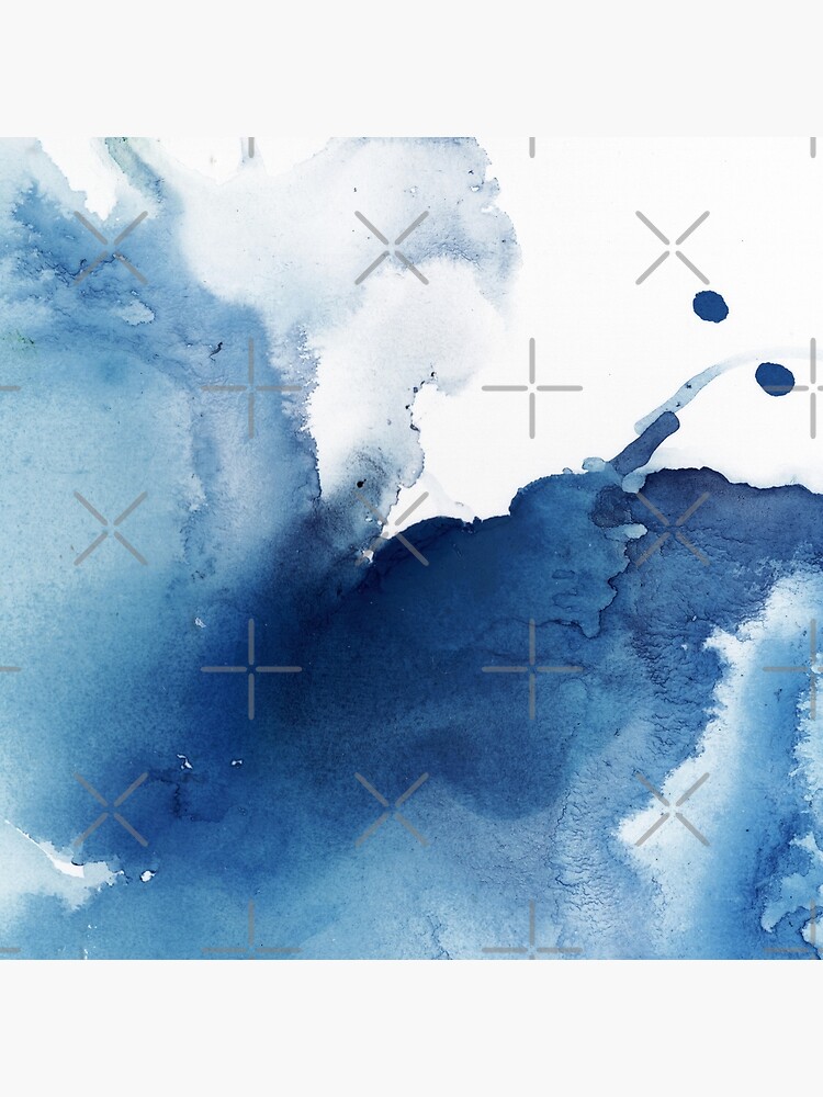 Indigo Blue Sea, Abstract Ink Painting by PrintsProject