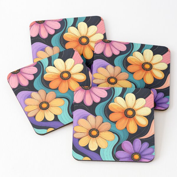 Item preview, Retro Floral Waves – 70s Daisy Art designed and sold by Sasas Design.