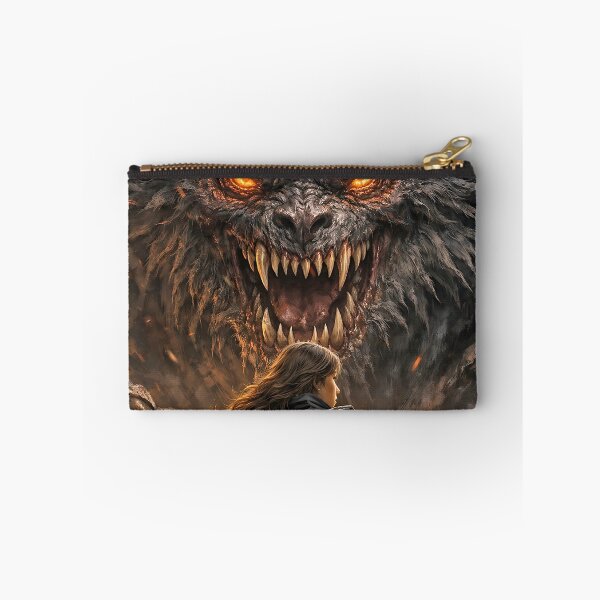 Item preview, Warrior Facing the Abyssal Beast – Dark Fantasy Oil Painting designed and sold by thor81pl.