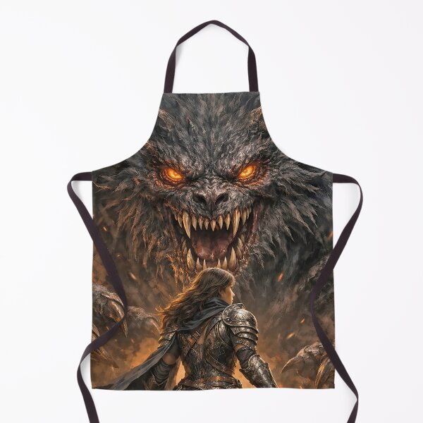 Item preview, Warrior Facing the Abyssal Beast – Dark Fantasy Oil Painting designed and sold by thor81pl.