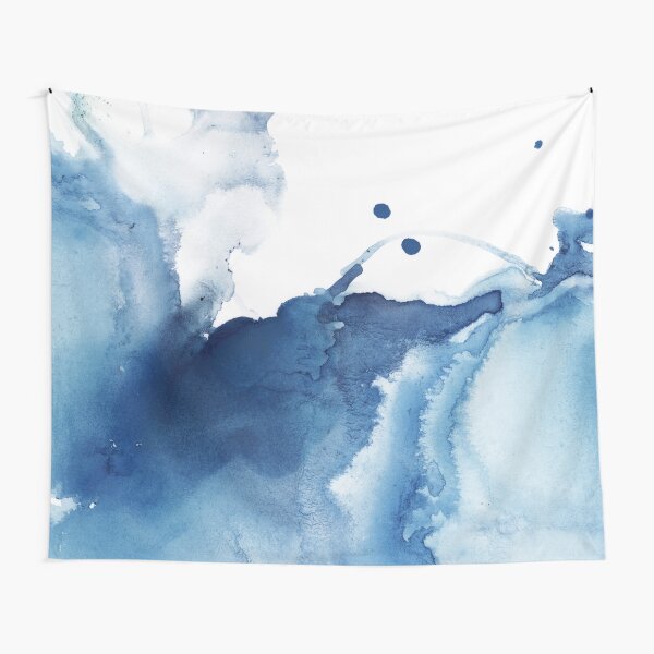 Aperçu de l'œuvre Blue Sea Indigo, Peinture à l'encre abstraite créée et vendue par PrintsProject.
