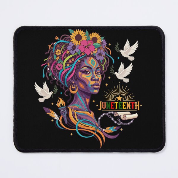 Item preview, Juneteenth Freedom Day African American Woman with flowers , symbols of peace and freedom designed and sold by yellowpumkin.