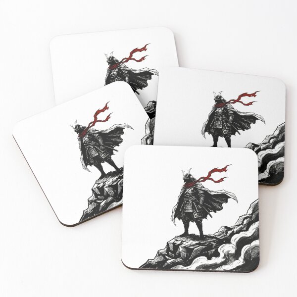 Item preview, Red Scarf Samurai - Stoic Ronin on Cliffside Peak designed and sold by WormJ.