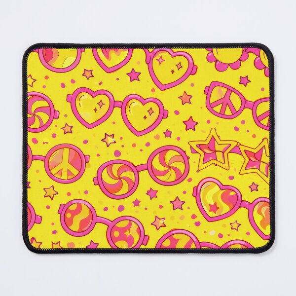 Item preview, Retro Hippie Sunglasses and Hearts Yellow Pattern designed and sold by Ela Design Studio .
