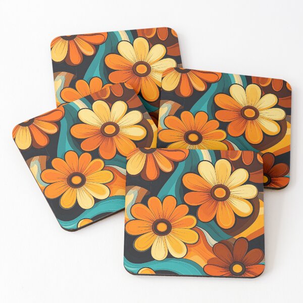Item preview, Retro 70s Flower Waves designed and sold by Sasas Design.