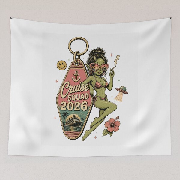 Item preview, Cruise Squad 2026 Retro Motel Keychain Alien designed and sold by Region.