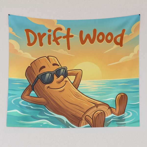 Aperçu de l'œuvre Driftwood Cool Summer Vibes – Illustration Relaxante de Plage au Coucher de Soleil 3 créée et vendue par WordPlayStudio.