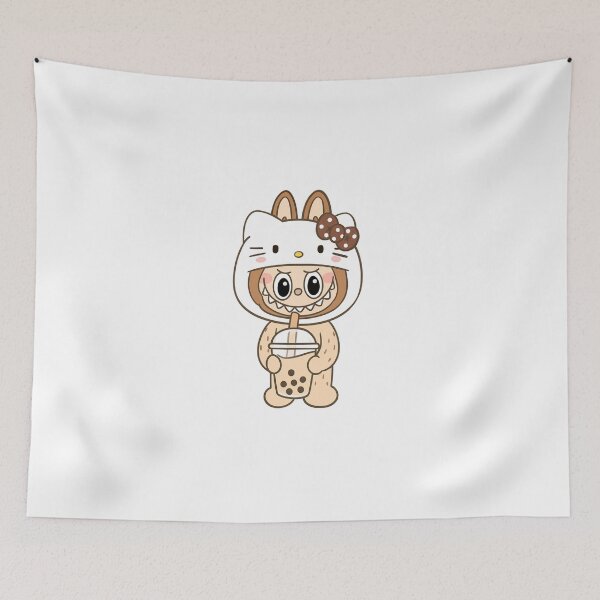 Item preview, Pegatinas marrones de Hello Kitty Labubu designed and sold by rissershop.