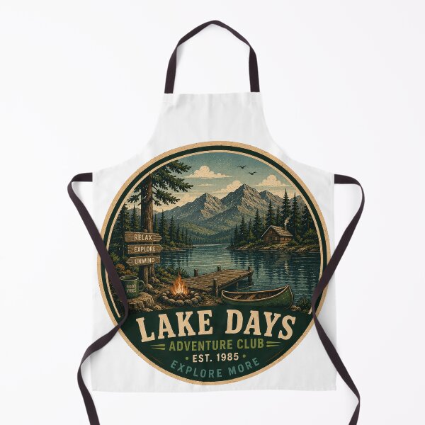 Item preview, LAKE DAYS Retro Badge – Vintage Adventure Graphic designed and sold by Mac Sketches.