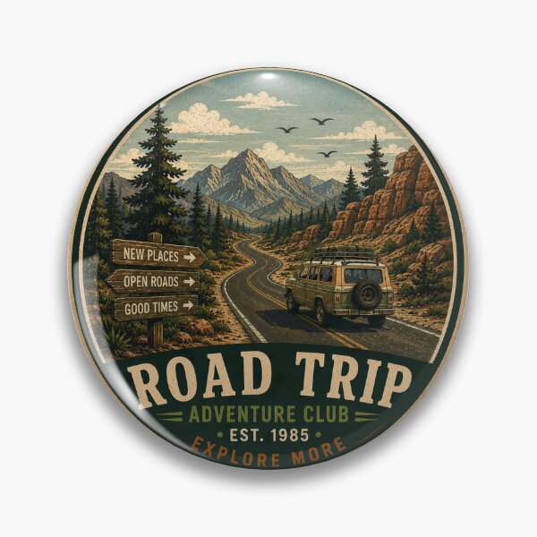 Item preview, ROAD TRIP Retro Badge – Vintage Adventure Graphic designed and sold by Mac Sketches.