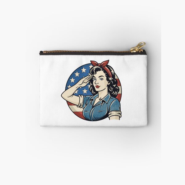 Item preview, Vintage Patriotic Woman Saluting with American Flag designed and sold by Anne97s.