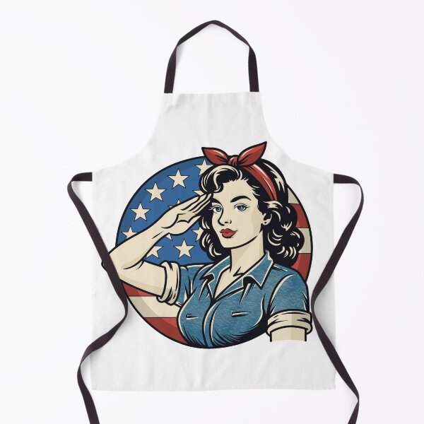 Item preview, Vintage Patriotic Woman Saluting with American Flag designed and sold by Anne97s.