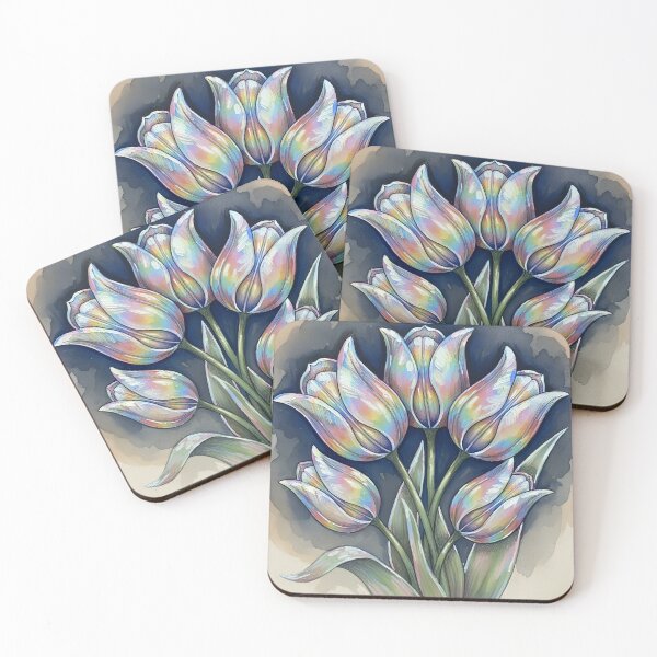 Item preview, Tulips Holographic Iridescent Floral Bouquet Art designed and sold by GymTanLaundry.