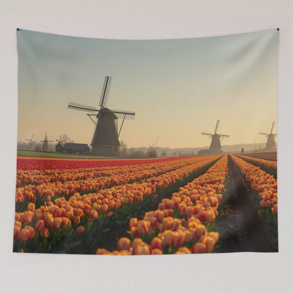 Item preview, Golden Hour Tulip Fields and Windmills in Holland designed and sold by andreavlad.