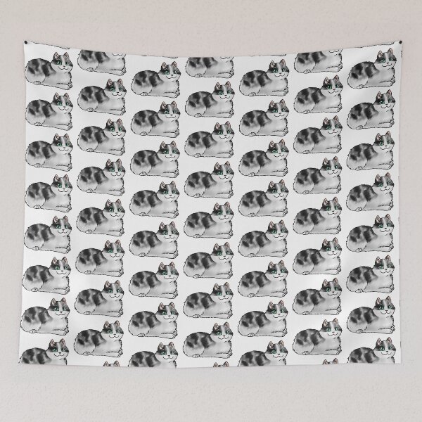 Item preview, Cat - Cymric - Black and White No Tail designed and sold by Jennifer Stolzer.