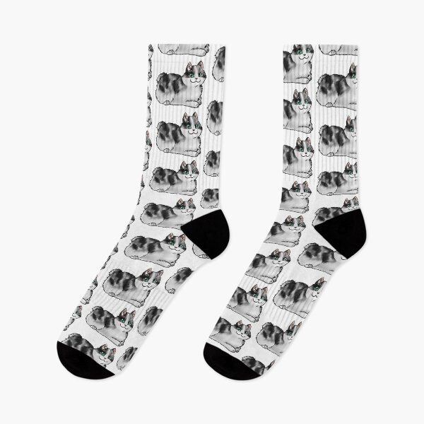 Item preview, Cat - Cymric - Black and White Bobtail designed and sold by Jennifer Stolzer.