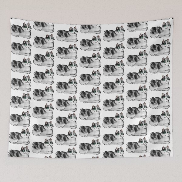 Item preview, Cat - Cymric - Black and White Bobtail designed and sold by Jennifer Stolzer.