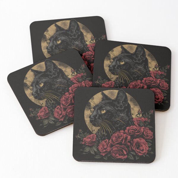 Item preview, Moonrise Sentinel — Gothic Black Cat Art designed and sold by Mourne & Dusk.