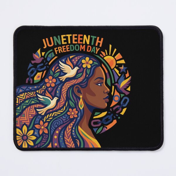 Item preview, Juneteenth Freedom Day African American Woman in pan african colors with flowers ,  symbols of peace and freedom  designed and sold by yellowpumkin.