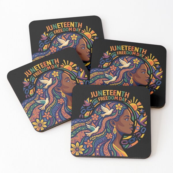 Item preview, Juneteenth Freedom Day African American Woman in pan african colors with flowers ,  symbols of peace and freedom  designed and sold by yellowpumkin.