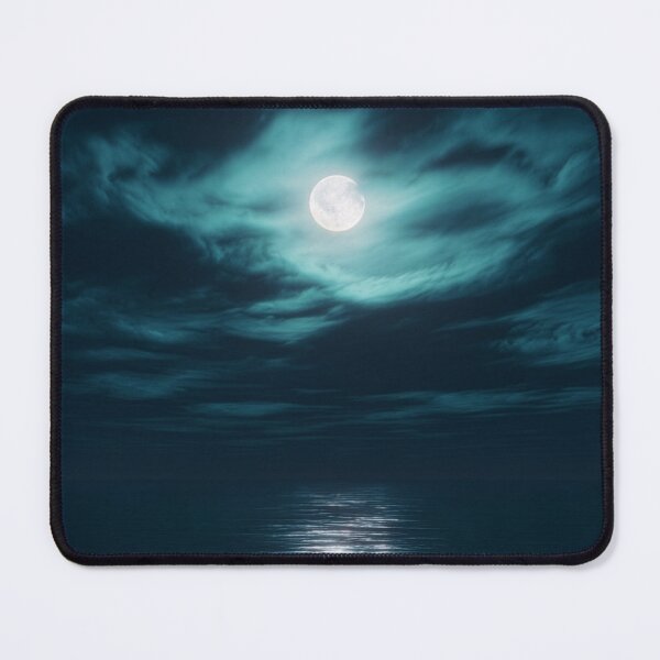 Item preview, Full moon night time sky over the ocean with clouds designed and sold by dcrc.