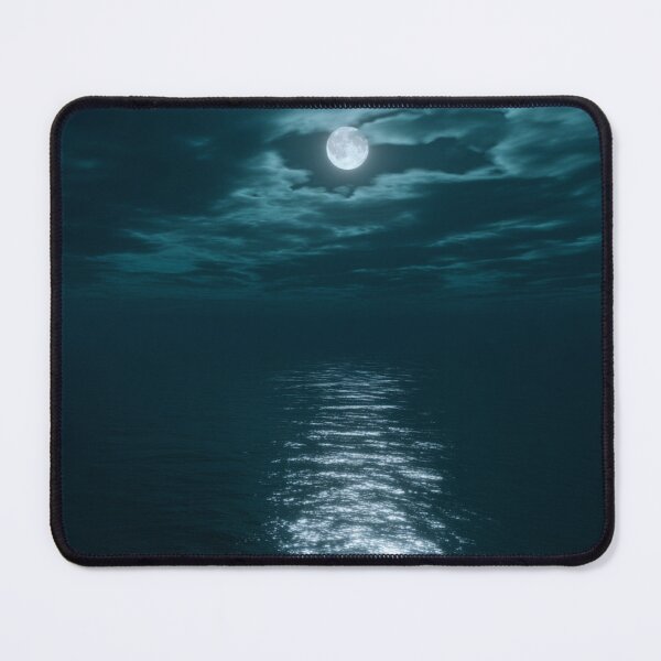 Item preview, Full moon night time sky over the ocean with clouds designed and sold by dcrc.