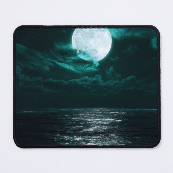 Item preview, Full moon night time sky over the ocean with clouds designed and sold by dcrc.