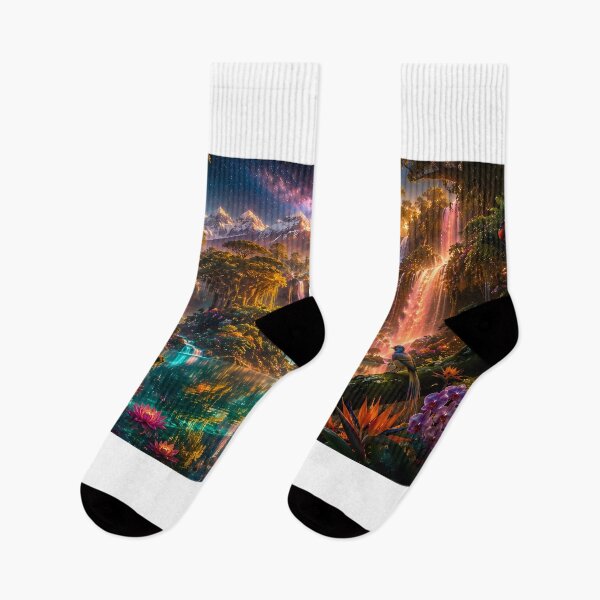 Item preview, The Last Paradise — Impossible African Eden Waterfall Wildlife — Hyper-Surrealist Nature Landscape Art" designed and sold by Bossygraphicske.