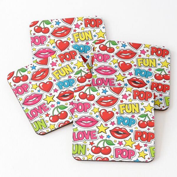 Item preview, Retro Comic Book Pop Art Lips and Cherries Pattern designed and sold by Ela Design Studio .