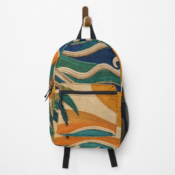 Item preview, Tropical Coastal Jute Waves And Palm Textile Background designed and sold by frumixart.
